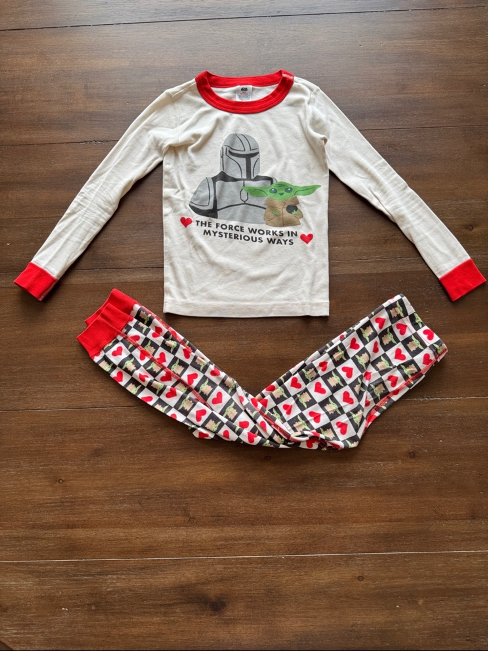 Size 6-7 Hanna Andersson Star Wars Yoda Mandalorian pajamas 100% organic cotton